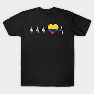 Colombian Heartbeat I Love Colombia Heart Flag T-Shirt